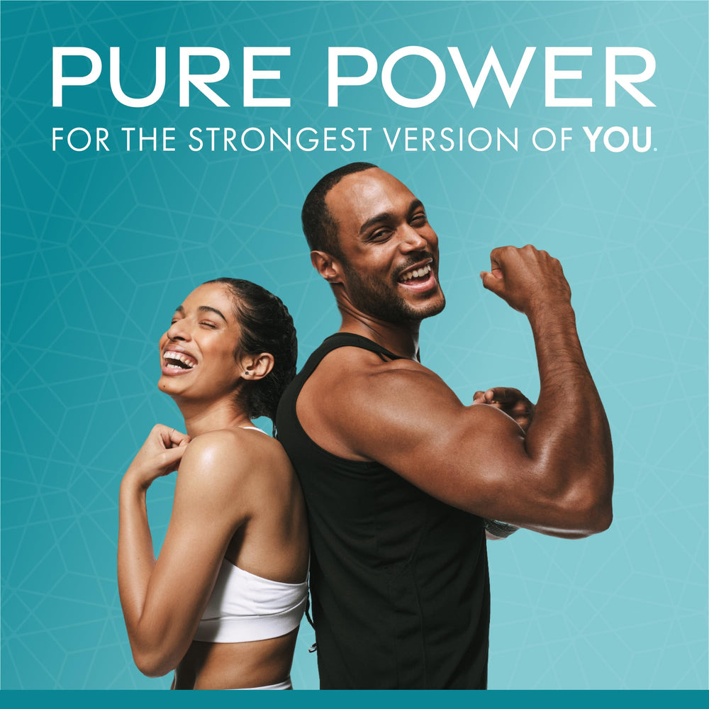 Shelf display highlighting NSF Certified for Sport and non-GMO