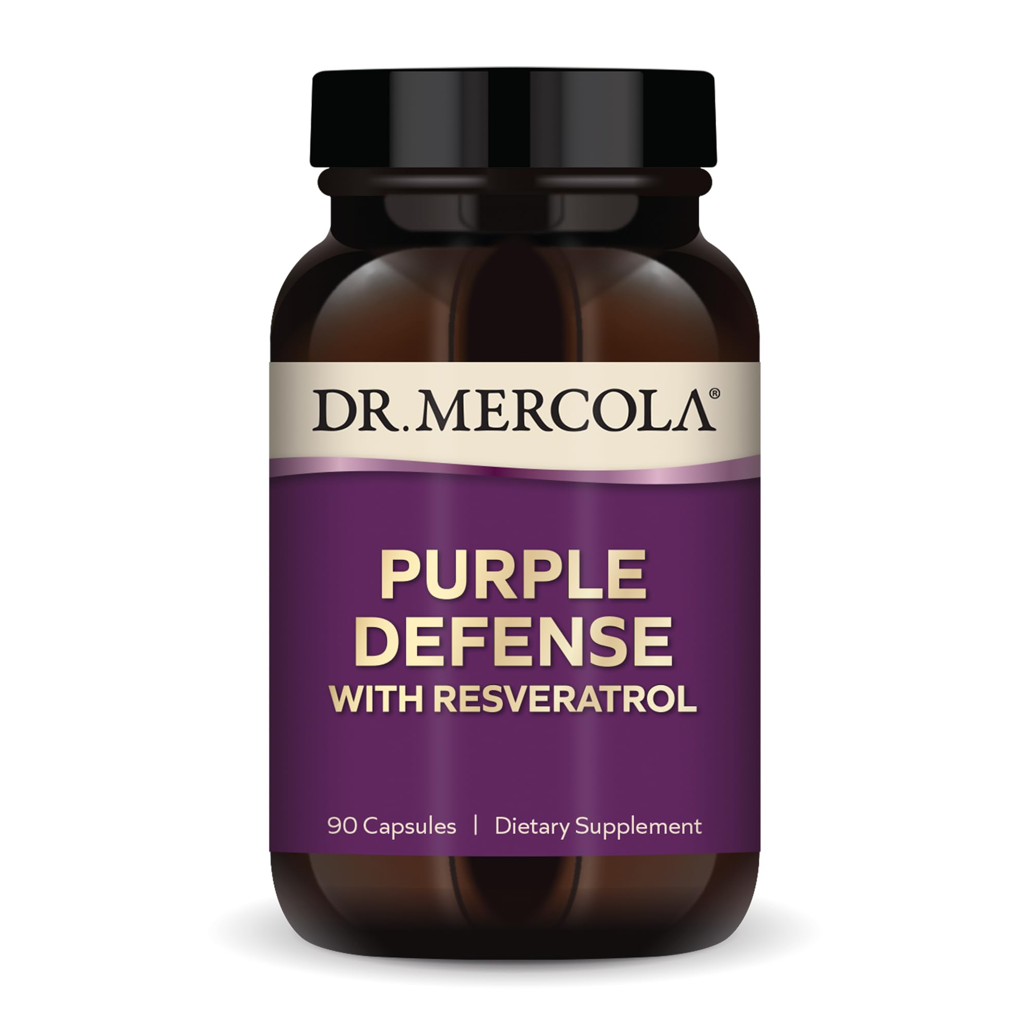 Dr. Mercola Purple Defense bottle front highlighting antioxidant support