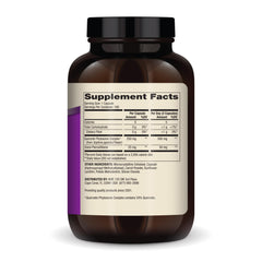 Dr. Mercola Quercetin & Pterostilbene Advanced bottle back label with non-GMO notes.