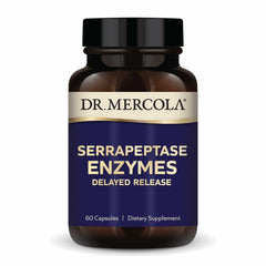 Dr Mercola Serrapeptase Enzymes bottle with delayed-release capsules for cellular wellness