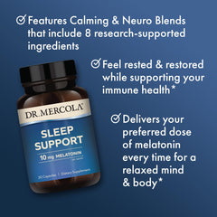 Dr Mercola Sleep Support capsules in hand convey simple nightly routine
