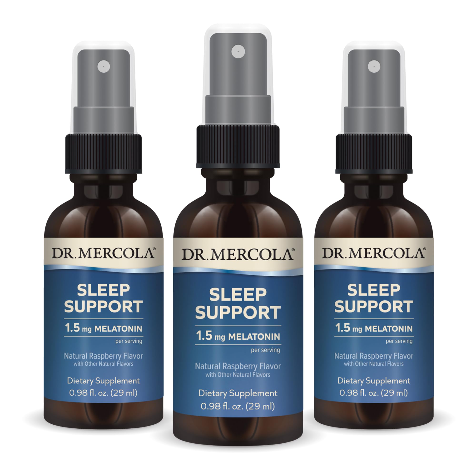 Dr. Mercola Sleep Support ingredient panel features L-Theanine, Tart Cherry, Chamomile.
