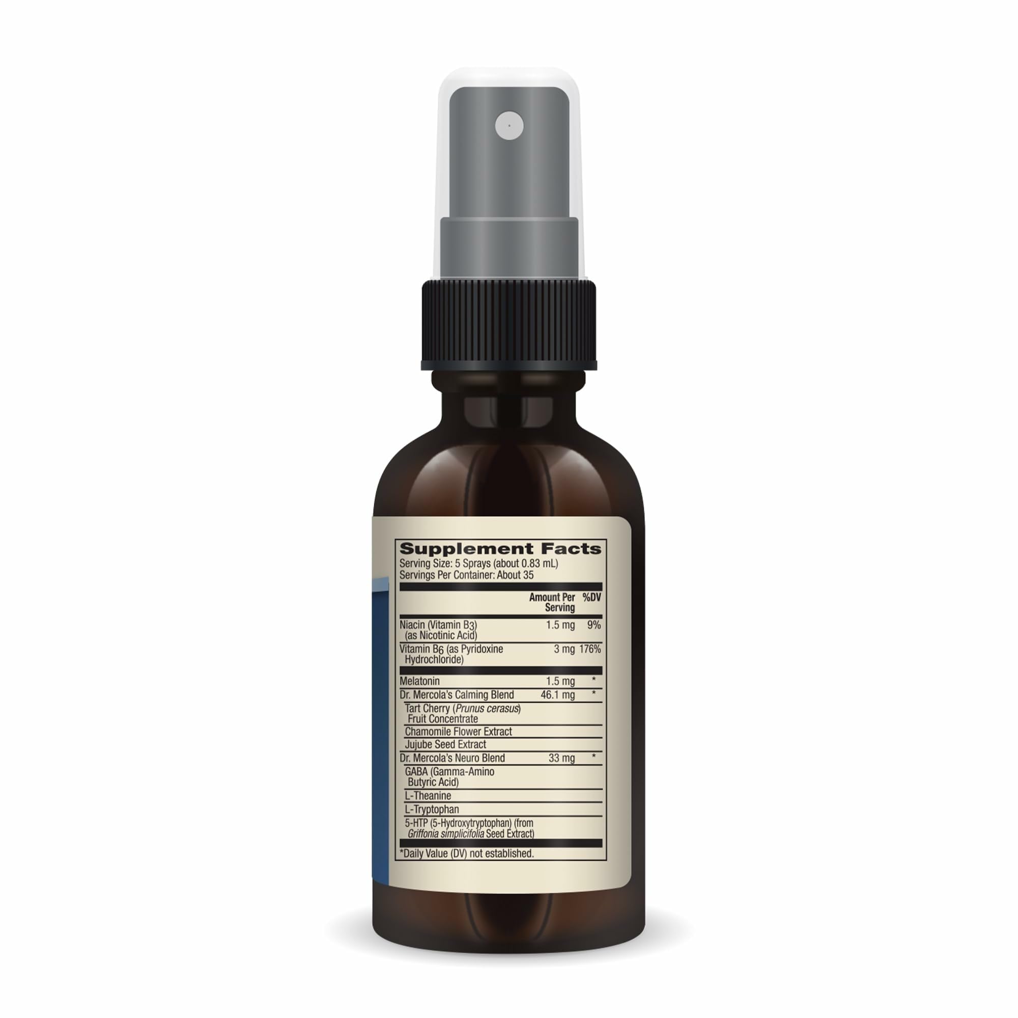 Close-up of the melatonin spray pump for precise dosing.