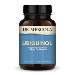 Dr. Mercola Ubiquinol 150 mg capsules close-up highlighting energy support