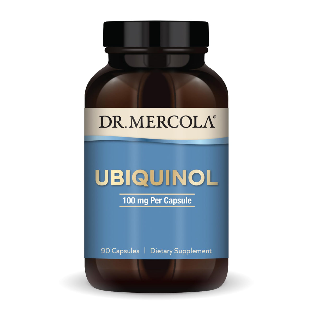 Dr. Mercola Ubiquinol bottle cap close-up highlighting energy support