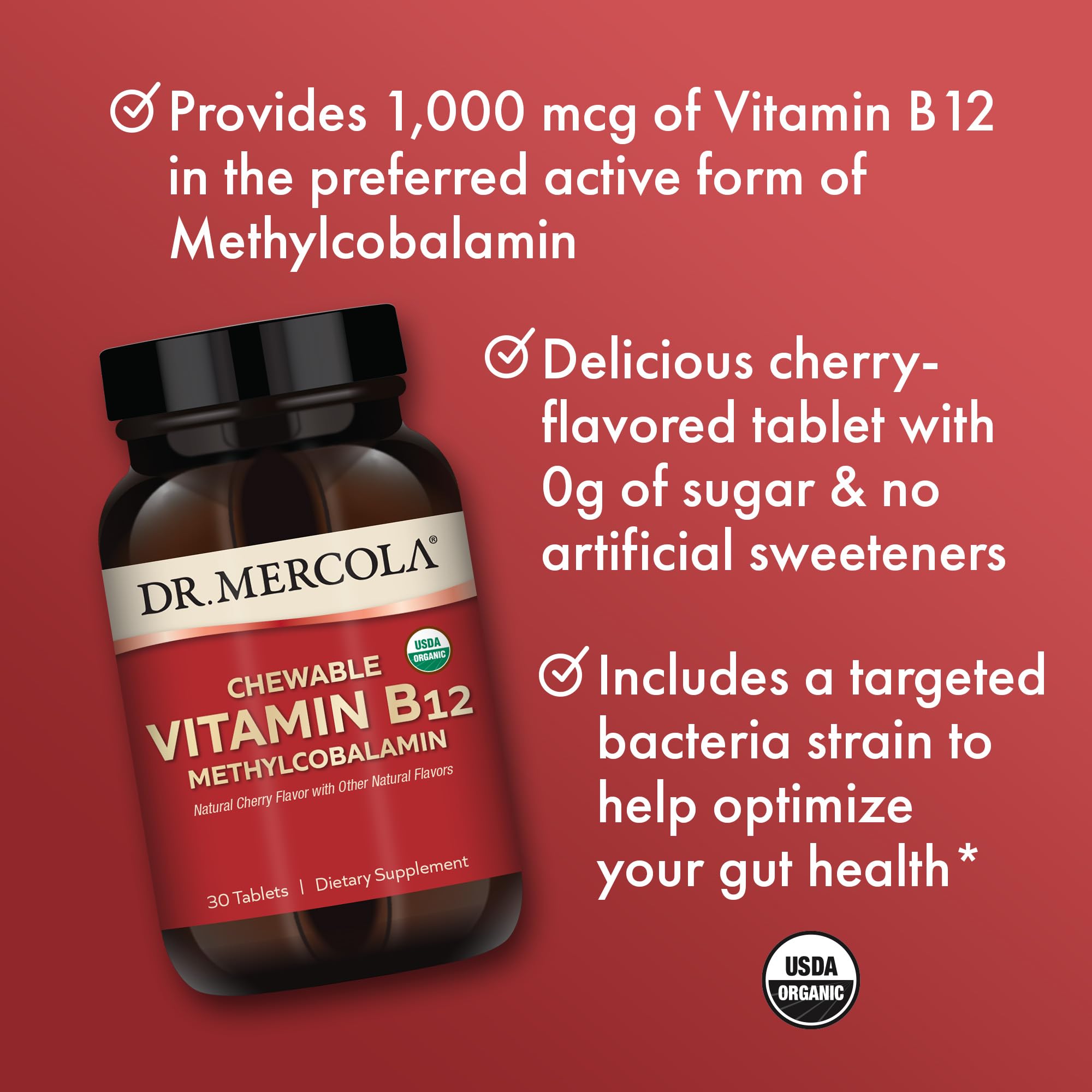 USDA Organic badge on Dr. Mercola packaging signals clean sourcing