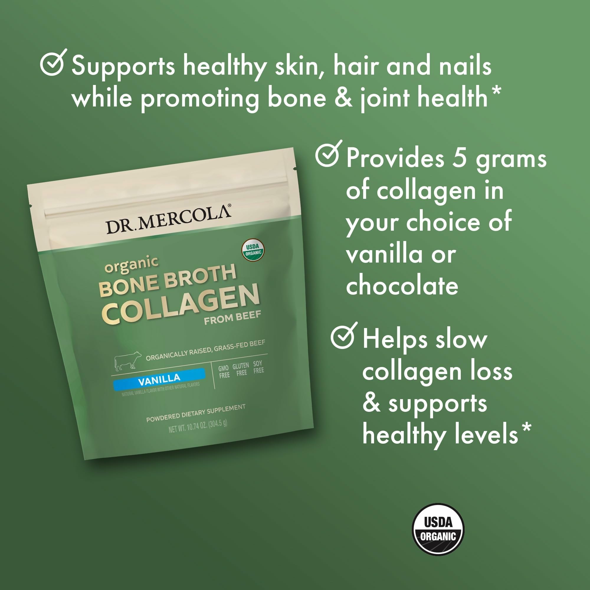 Dr Mercola vanilla collagen powder blended into coffee for smooth texture