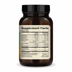 Dr. Mercola Vitamin B Complex bottle back highlighting benfotiamine and non-GMO ingredients.
