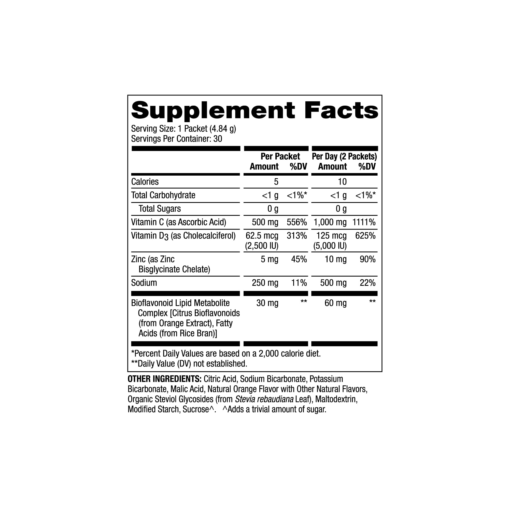 Dr. Mercola Vitamin C-PAK fizzy orange drink with 500 mg vitamin C per serving