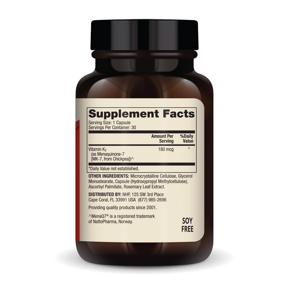 Close-up of Dr. Mercola Vitamin K2-180 mcg capsules for bone support