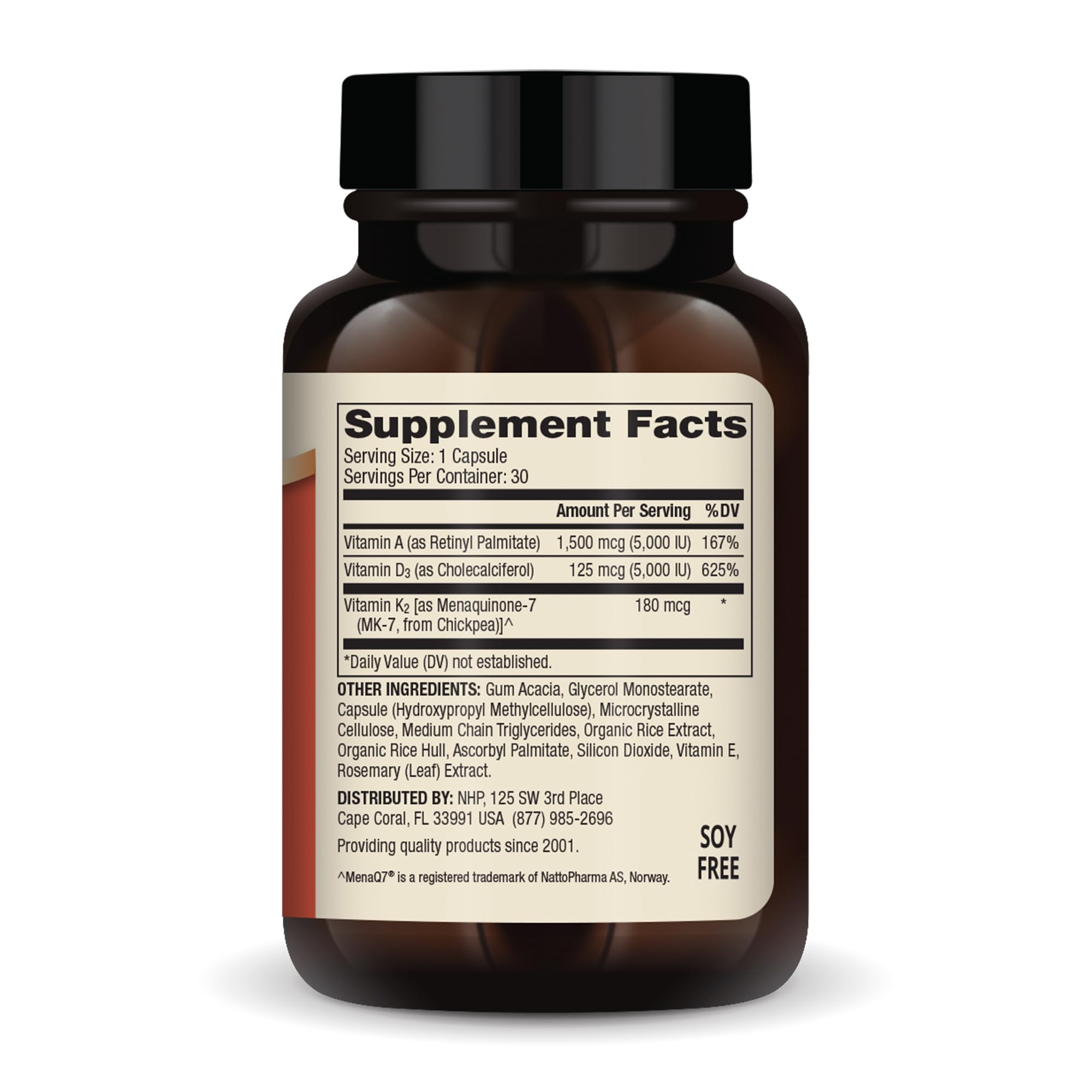 Dr. Mercola ADK bottle label close-up highlighting MK-7 and ingredients