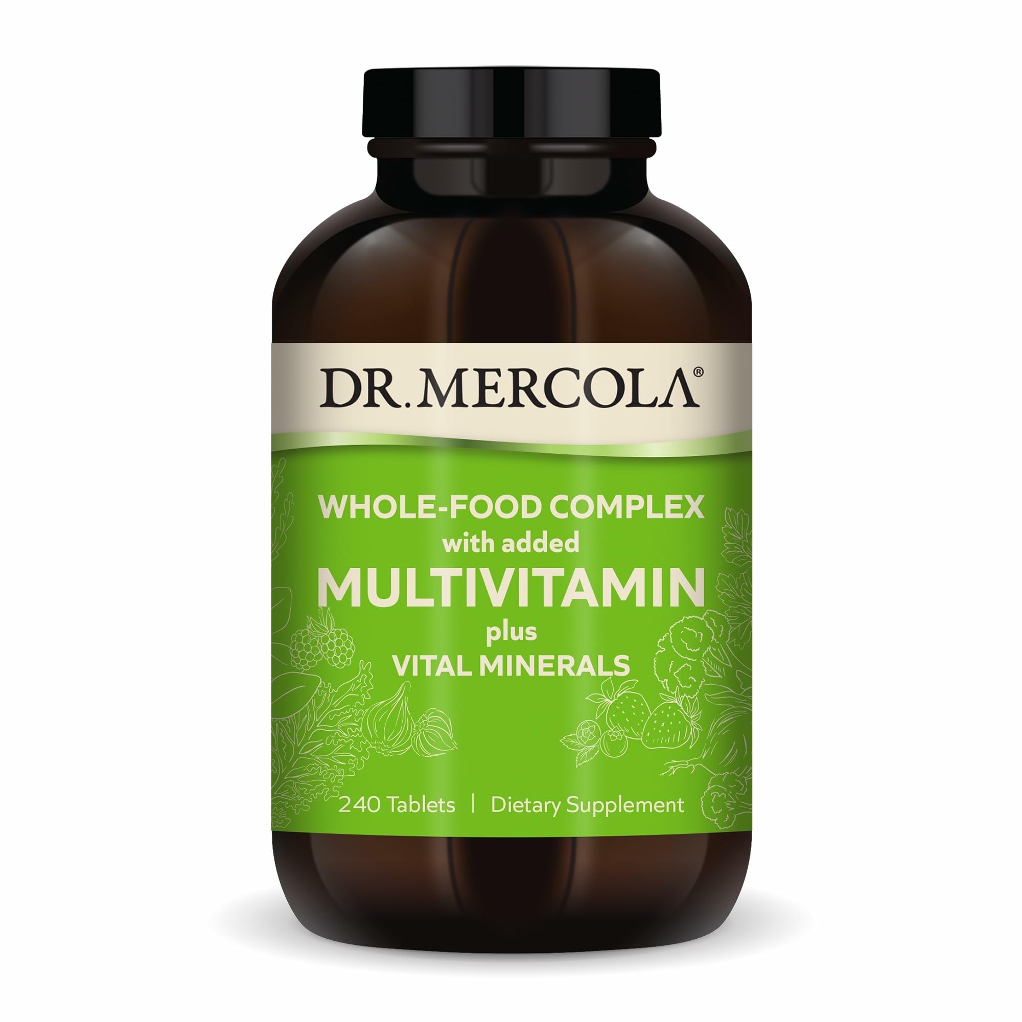 Dr. Mercola Whole-Food Complex bottle pour for easy daily supplementation