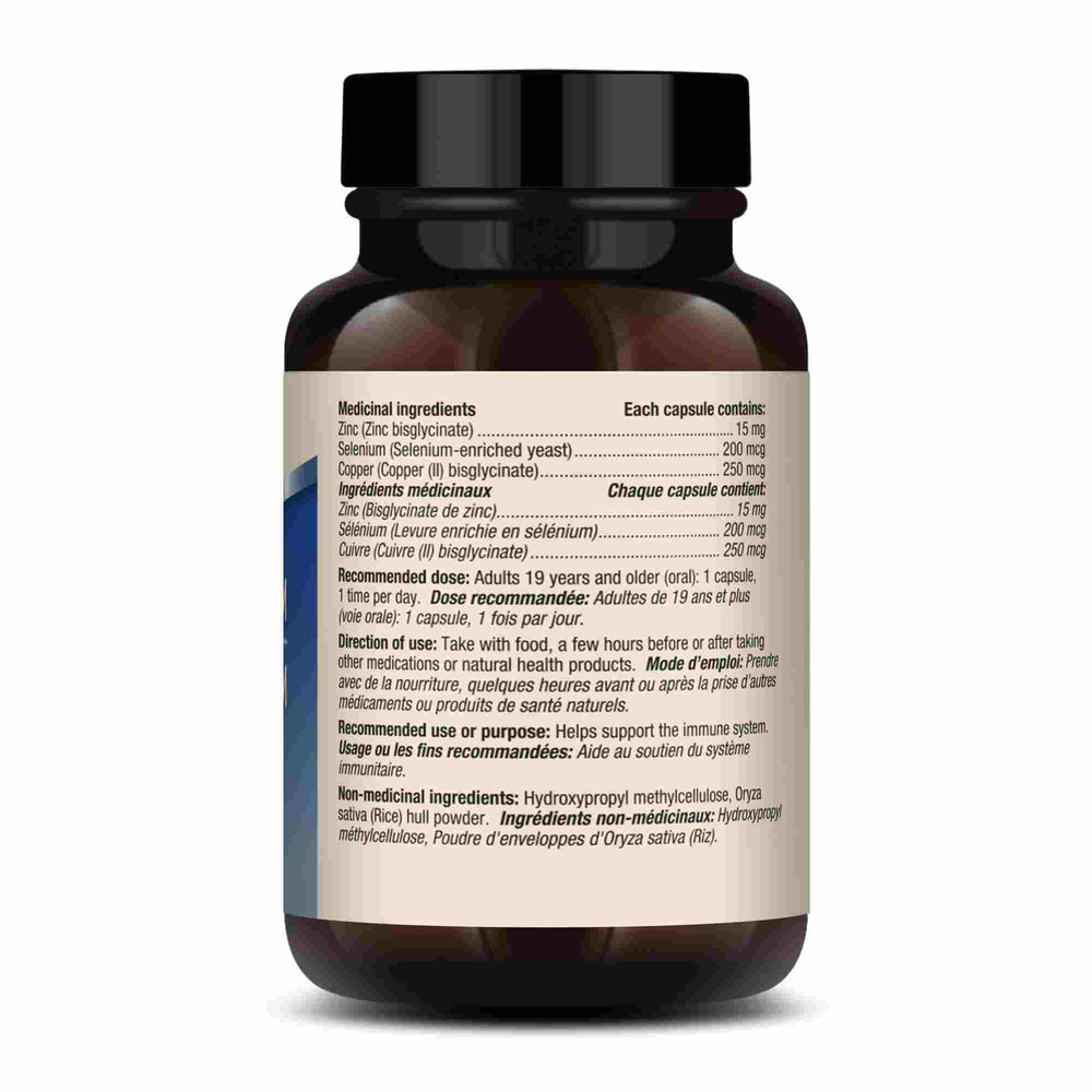 Dr. Mercola Zinc Plus Selenium capsules closeup highlighting zinc glycinate chelate