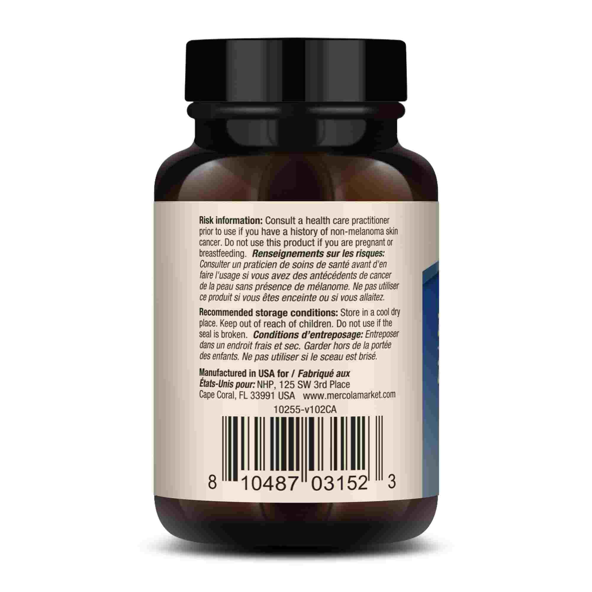 Dr. Mercola Zinc Plus Selenium ingredients table with non-GMO minerals