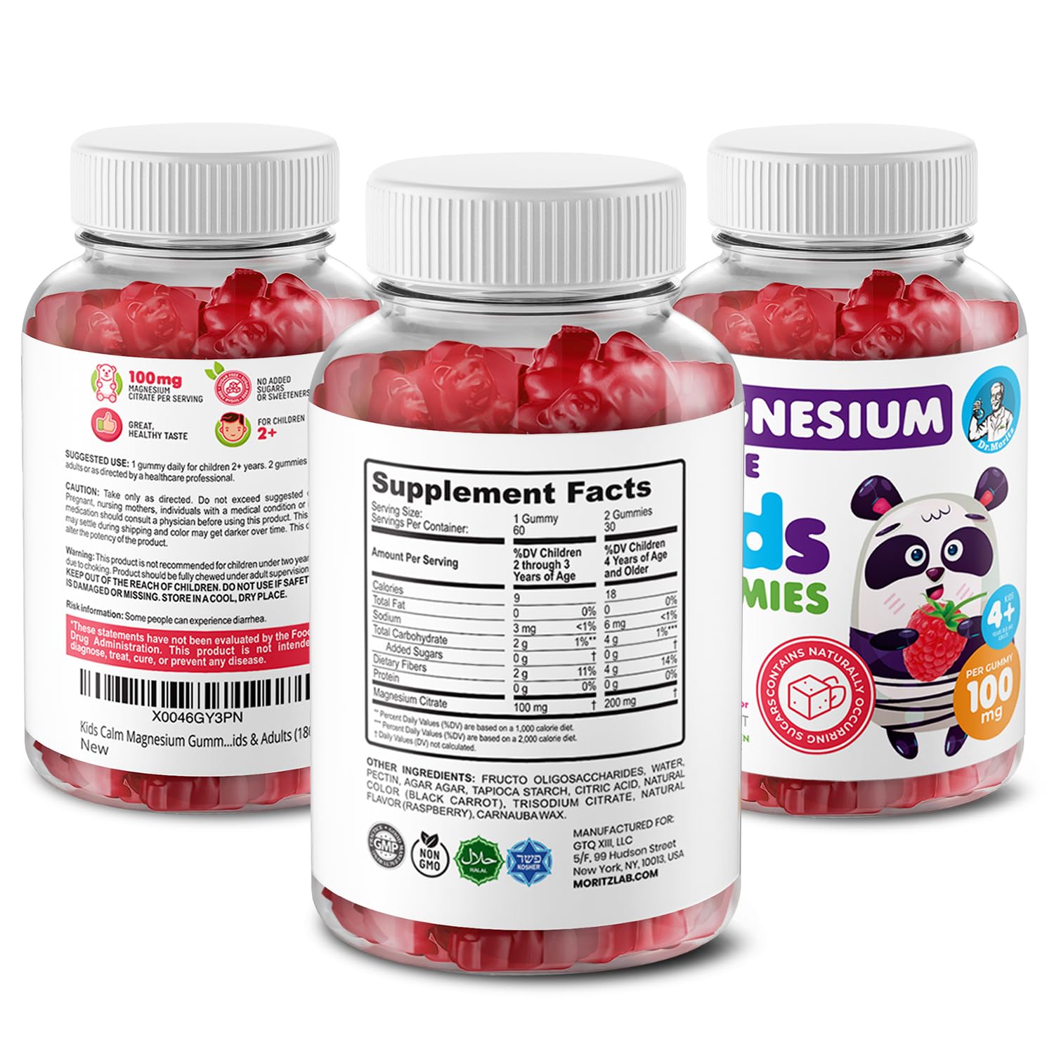 DR. MORITZ back-panel serving size information for proper dosing.