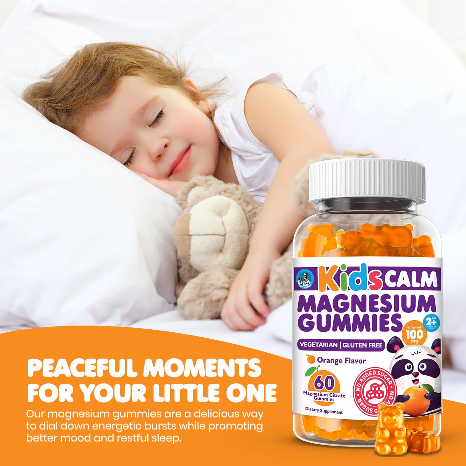 DR. MORITZ gummies closeup orange flavor and kid-friendly chew