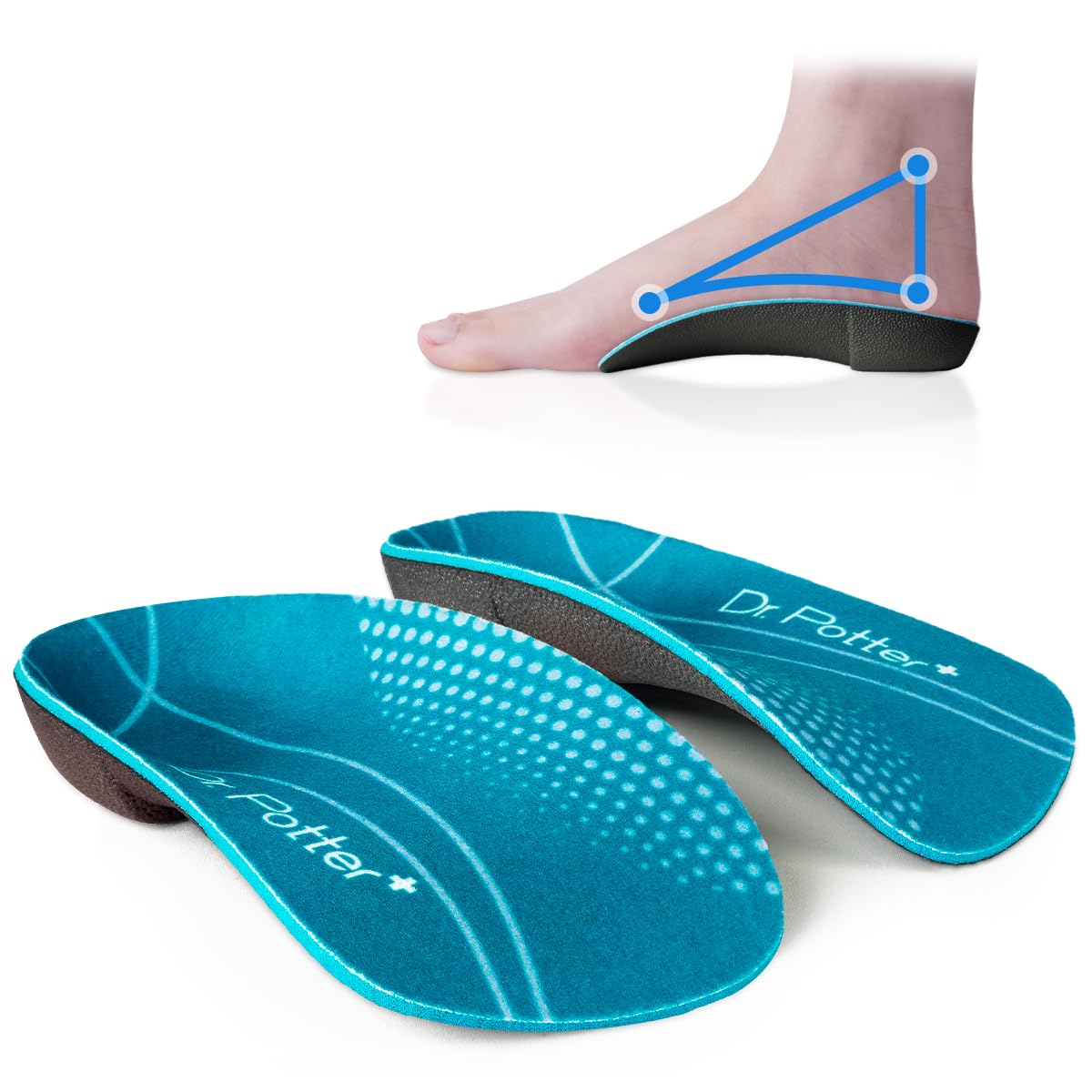 DR. POTTER+ 3/4 Orthotic insole with arch support for daily wear alignment