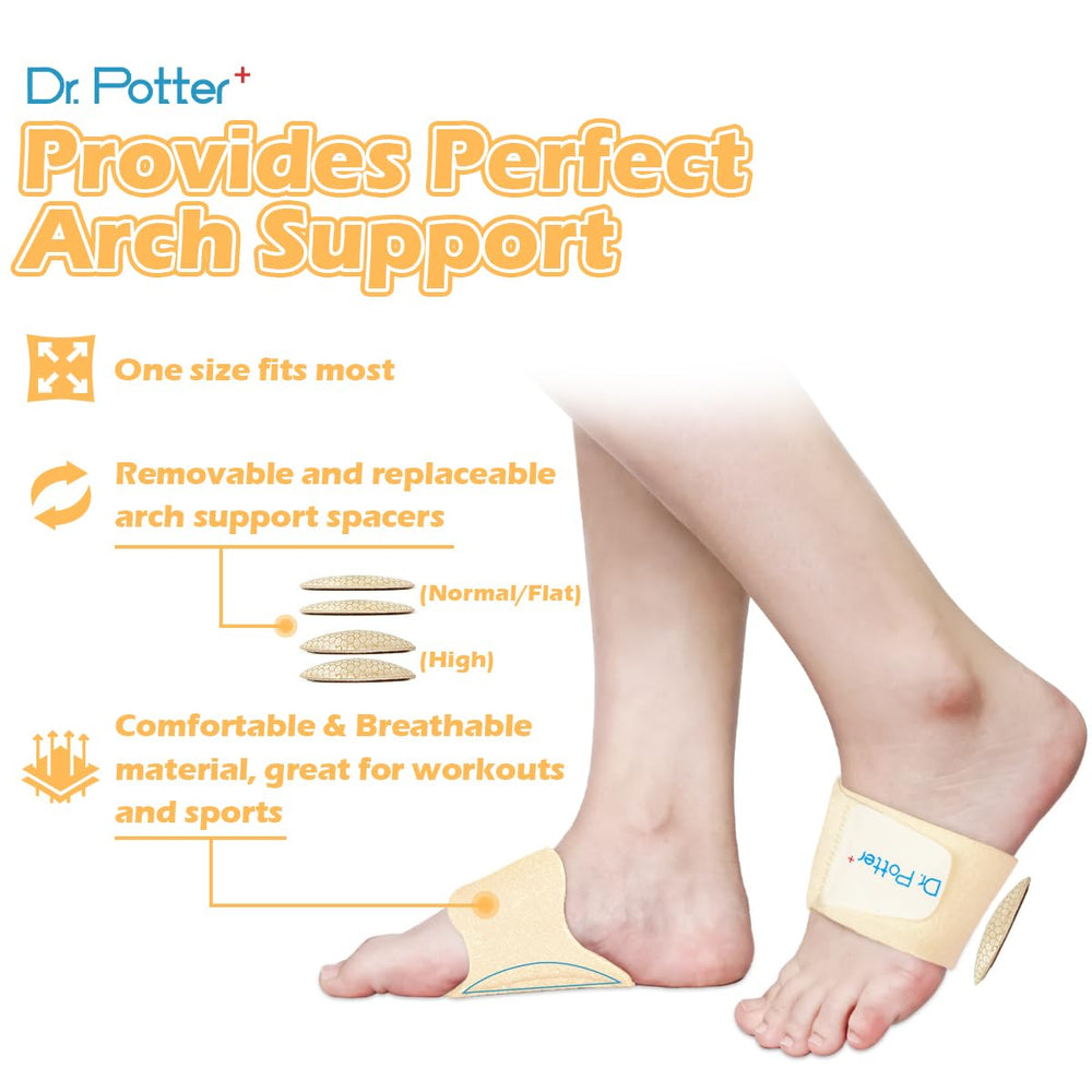 DR. POTTER+ removable arch pads offer two height options for customized comfort.