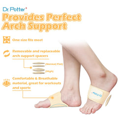 DR. POTTER+ removable arch pads offer two height options for customized comfort.