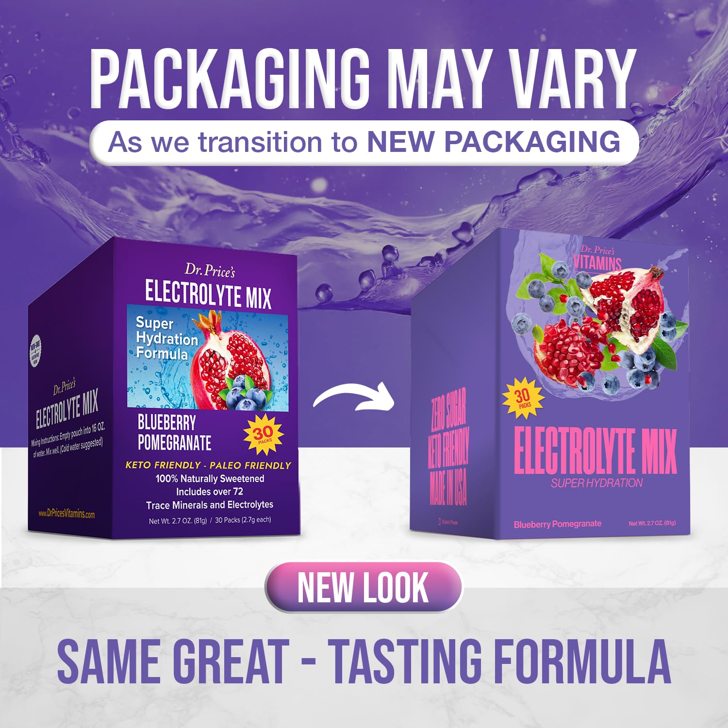 Back of box shows 72+ minerals for balanced hydration.