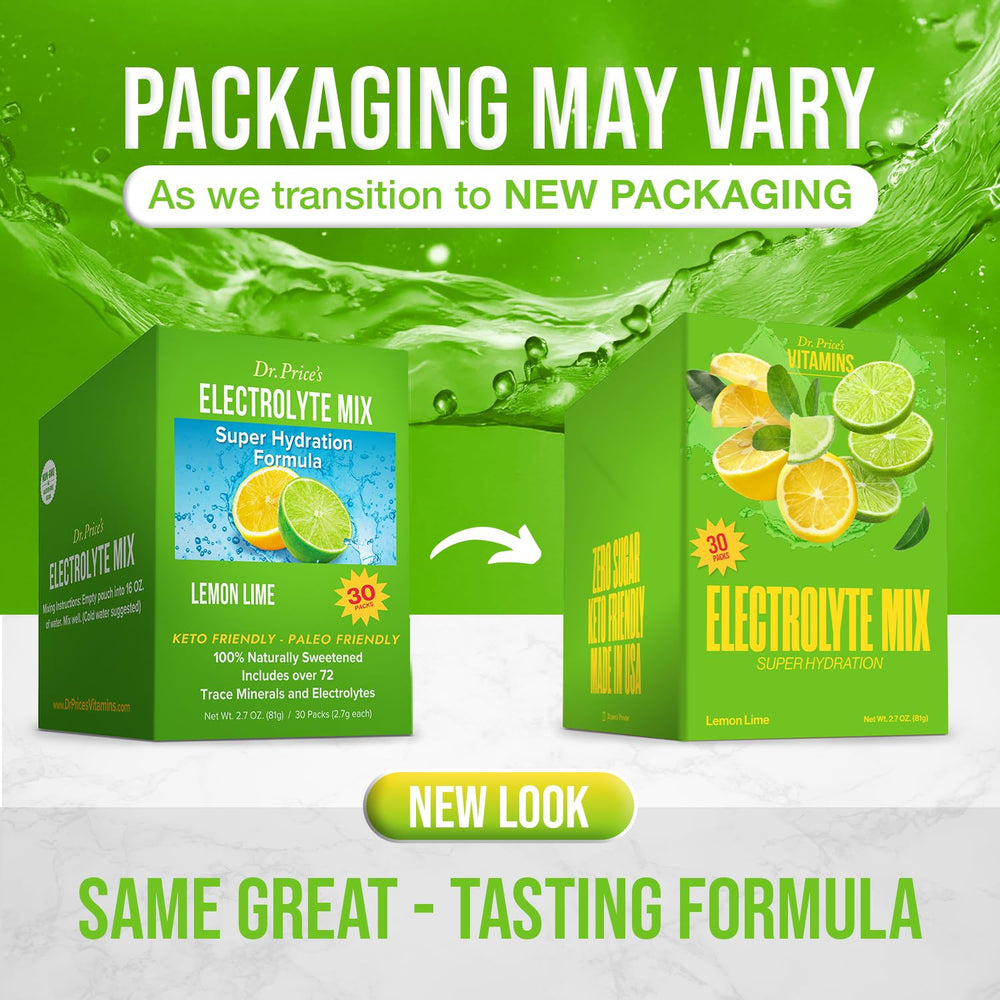 Dr Price’s Electrolytes Lemon Lime label highlights vegan, doctor-formulated hydration.