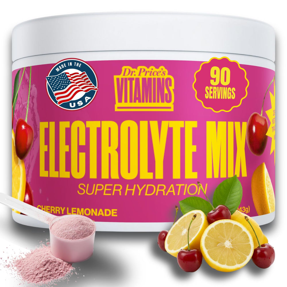 Dr Price's Electrolytes Cherry Lemonade bottle for zero-sugar hydration