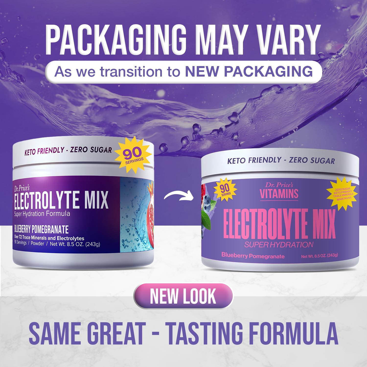Dr. Price's Electrolytes powder-dissolve shows easy mix for workouts and travel hydration.