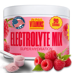 Dr. Price's Electrolytes Raspberry bulk bottle for 90 servings and daily hydration