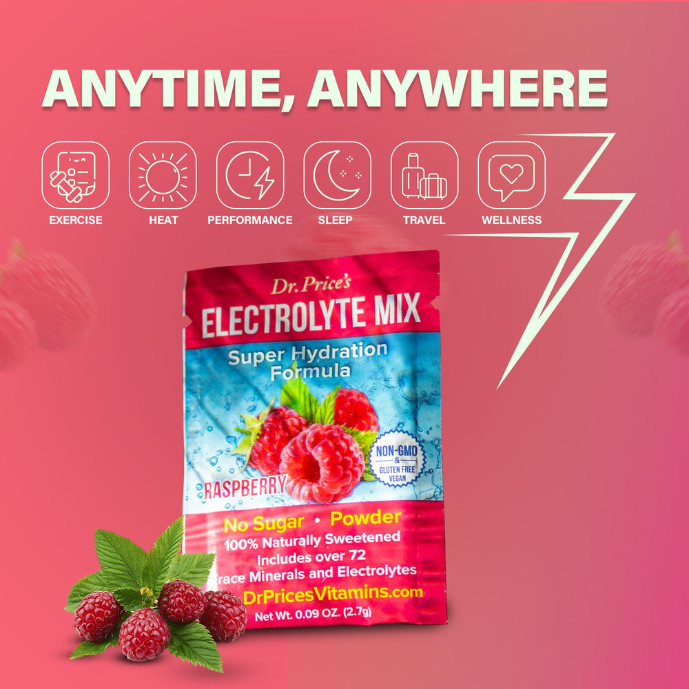 Glass with prepared raspberry electrolyte drink after mixing.
