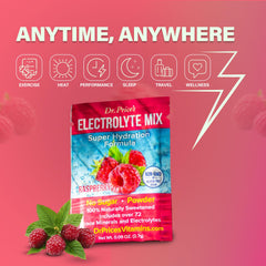 Glass with prepared raspberry electrolyte drink after mixing.