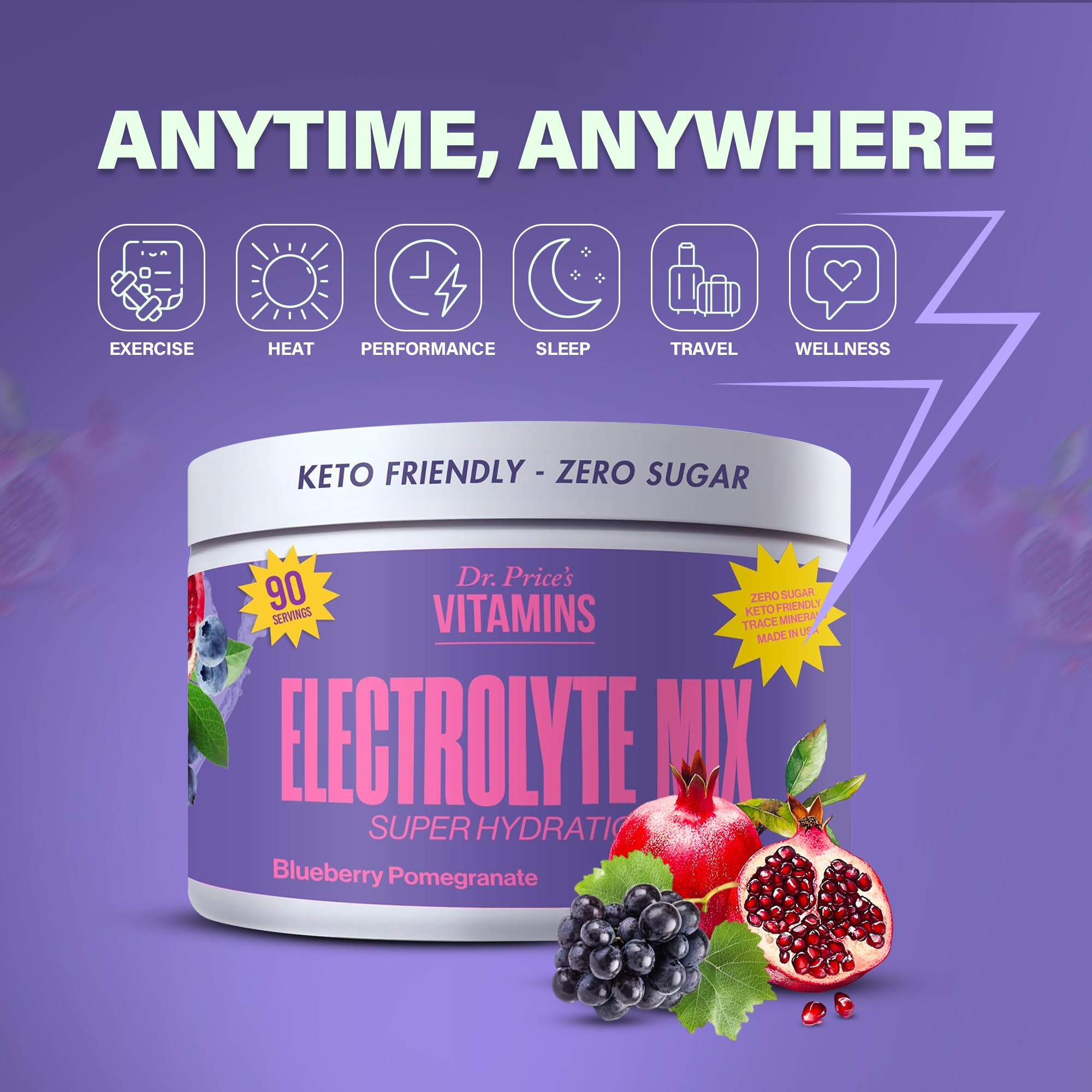 Dr. Price's Electrolytes scoop-and-jar image ready for quick hydration boosts.