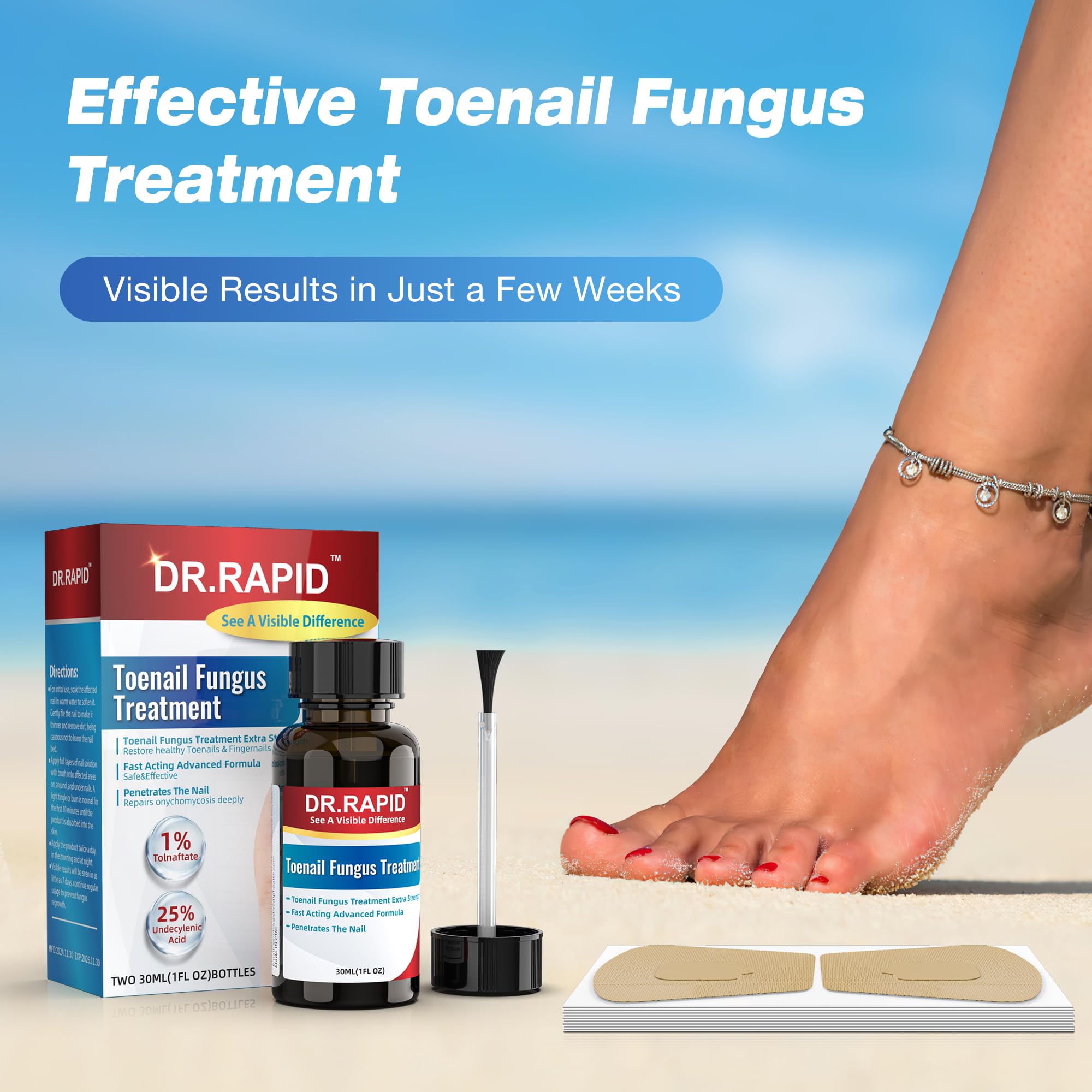 DR.RAPID patches adhere on nails of all sizes.