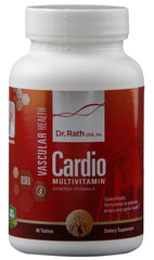 Dr. Rath Cardiovascular Health bottle close-up highlighting compact tablets for daily support