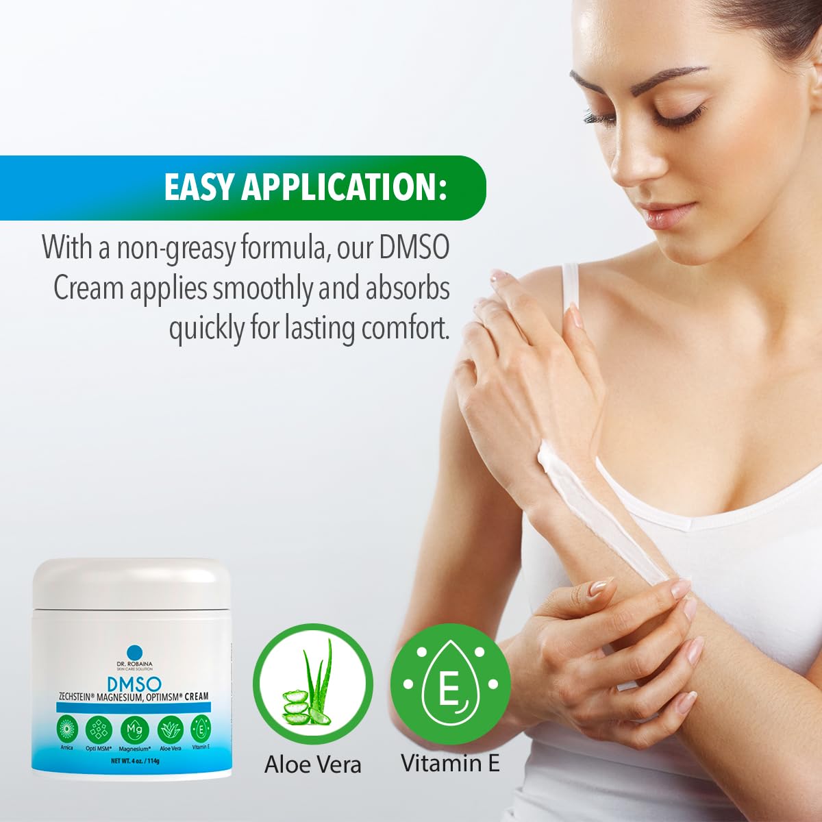 Dr. Robaina DMSO Cream after-workout use leaves a matte finish.