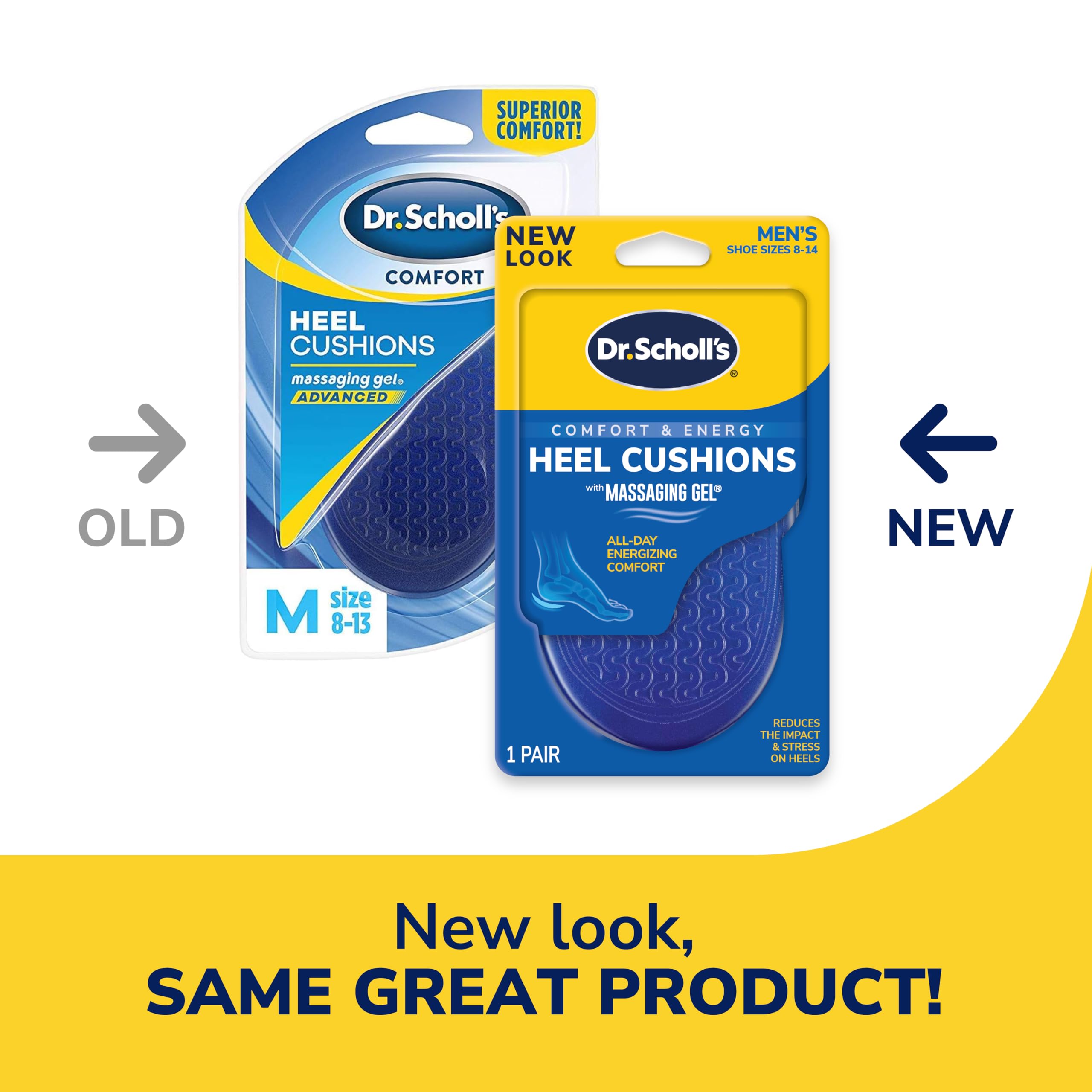 Dr. Scholl's Heel Cushions raised-heel profile reduces heel pressure for support.
