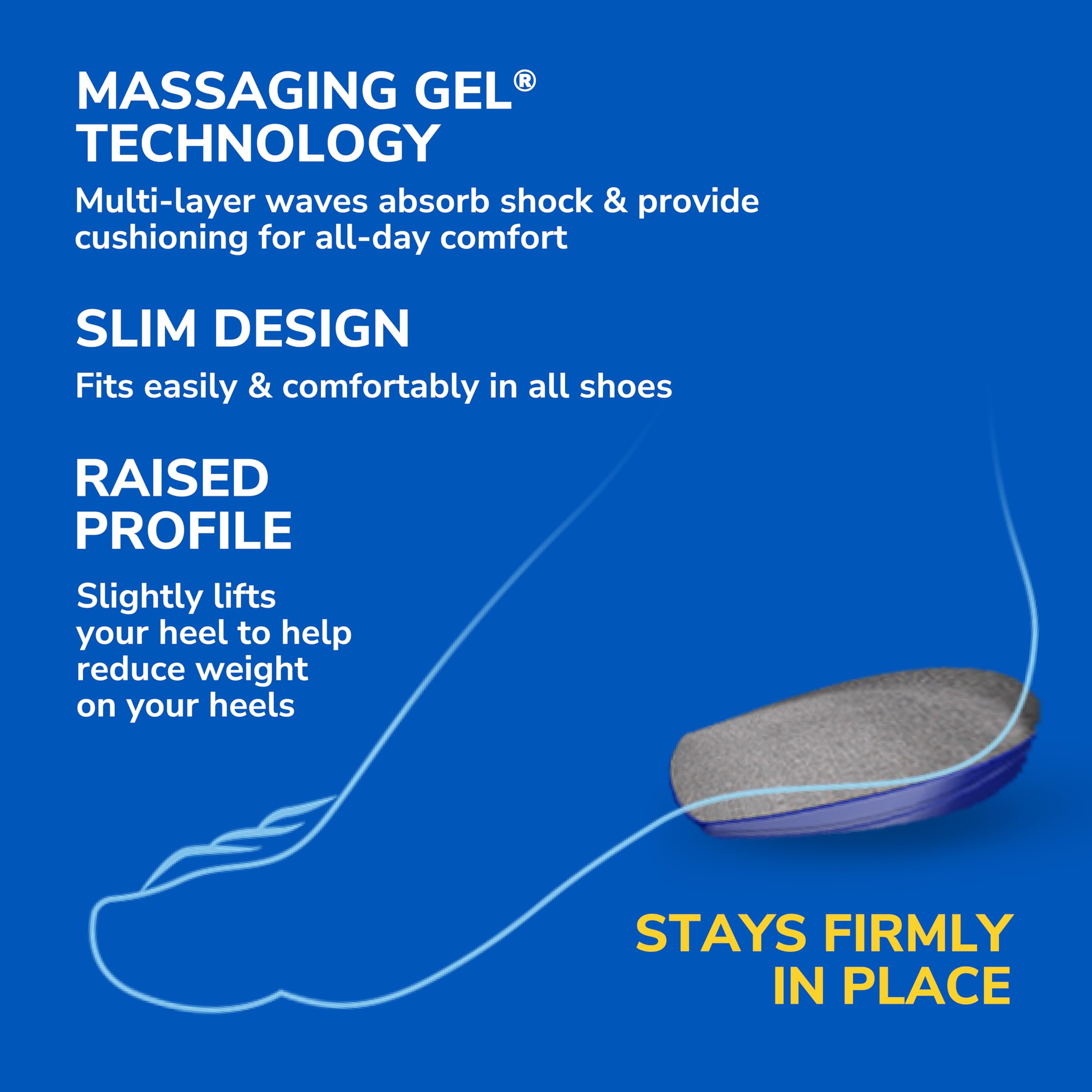 Dr. Scholl's Heel Cushions stays in place for secure all-day wear.