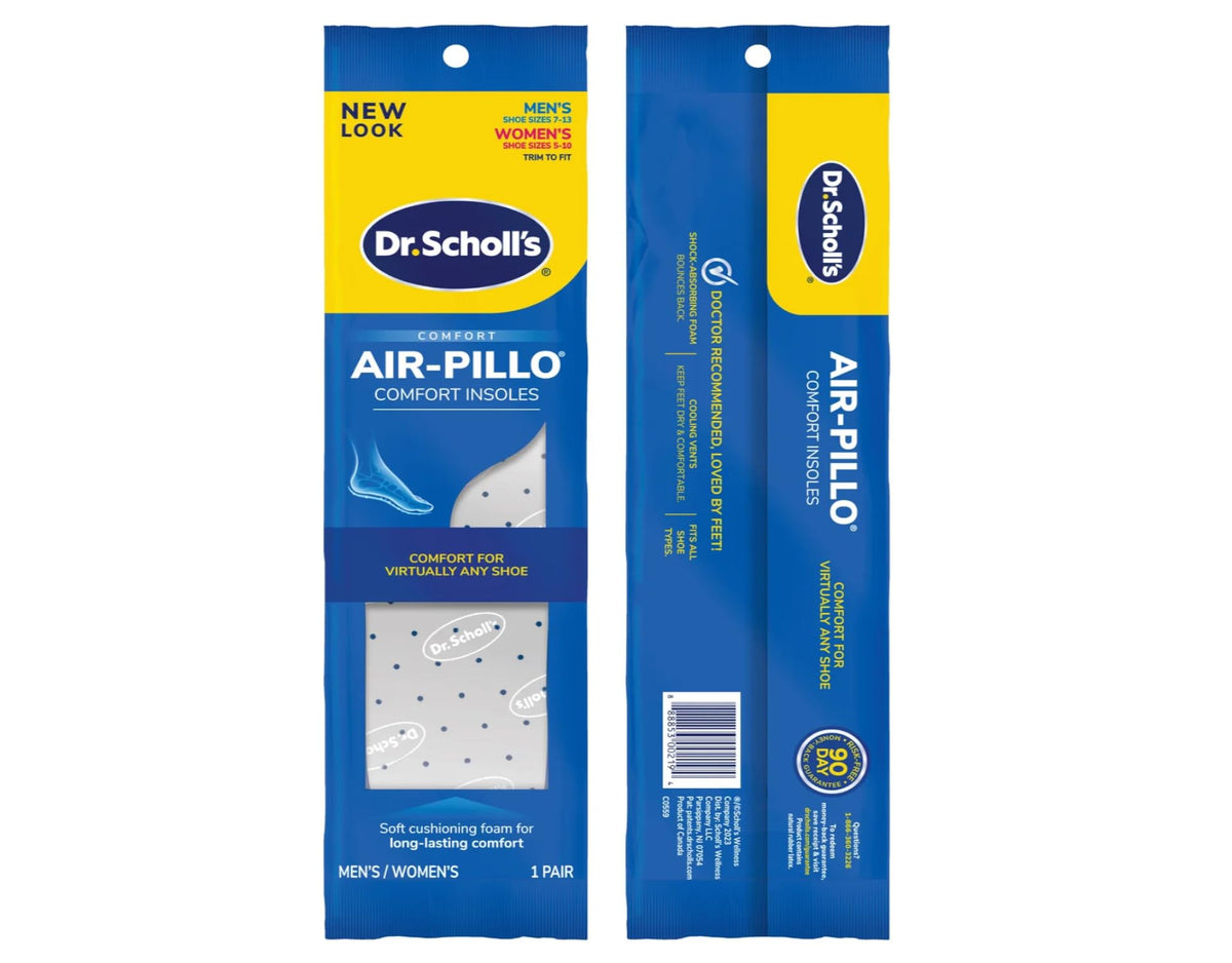 Dr. Scholl's Air-Pillo Cushioning insoles front view for lasting comfort.