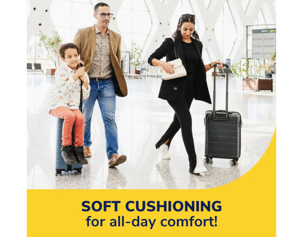 Dr. Scholl's Air-Pillo insoles thick foam cushioning absorbing impact.
