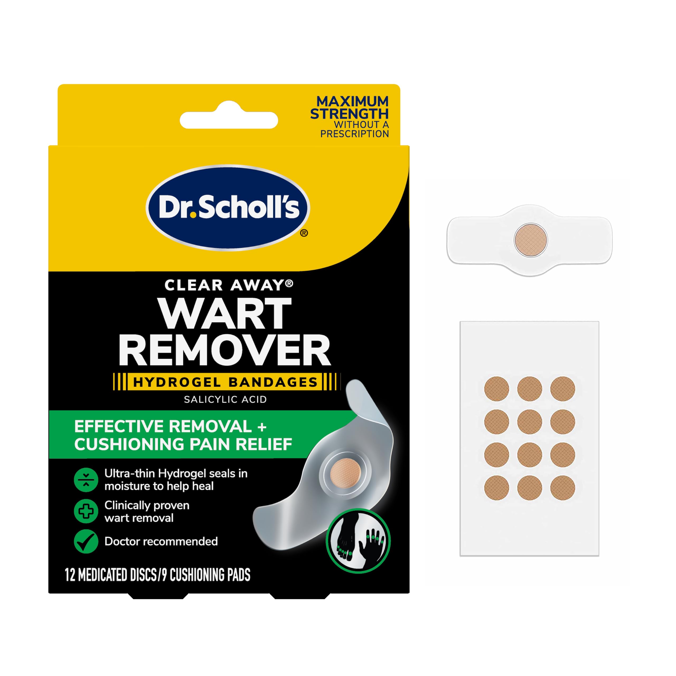 Dr. Scholl's Clear Away wart remover hydrogel bandages for fingers provide discreet at-home care.