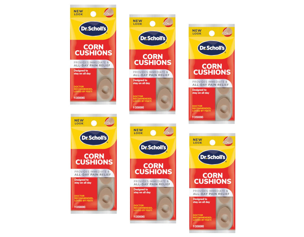 Dr. Scholl's Corn Cushions donut pad on foot reduces pressure during walking.