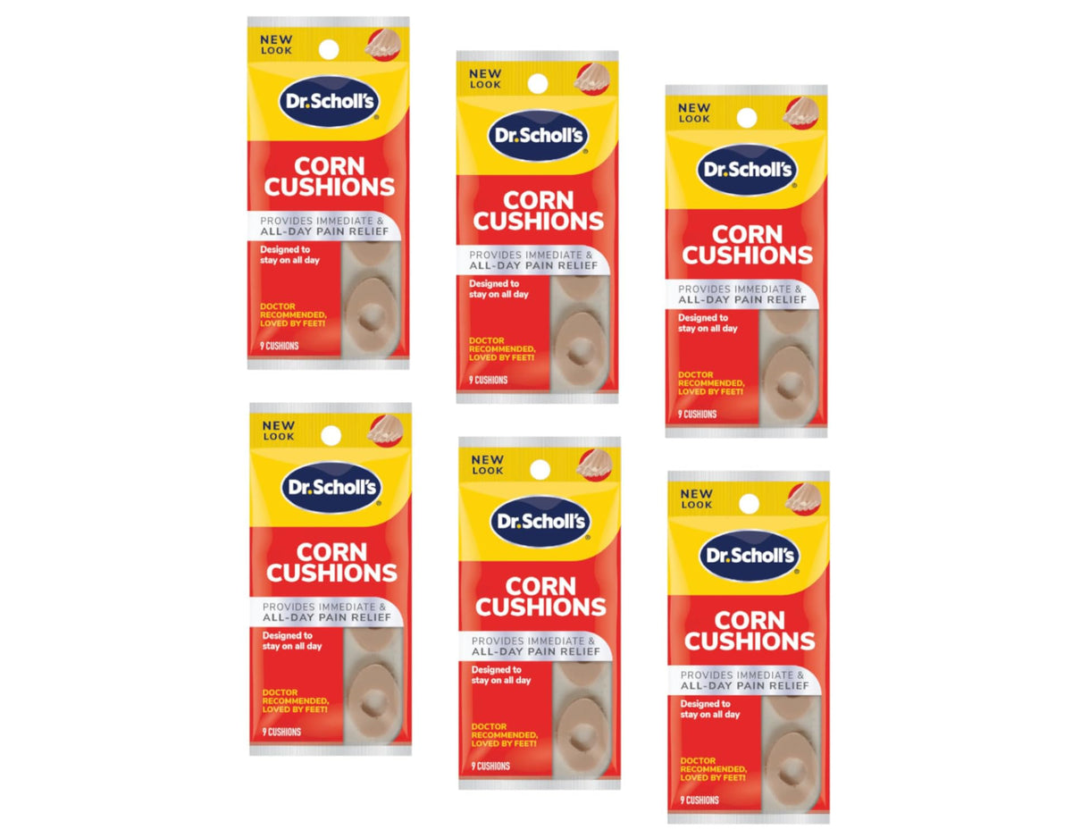 Dr. Scholl's Corn Cushions donut pad on foot reduces pressure during walking.