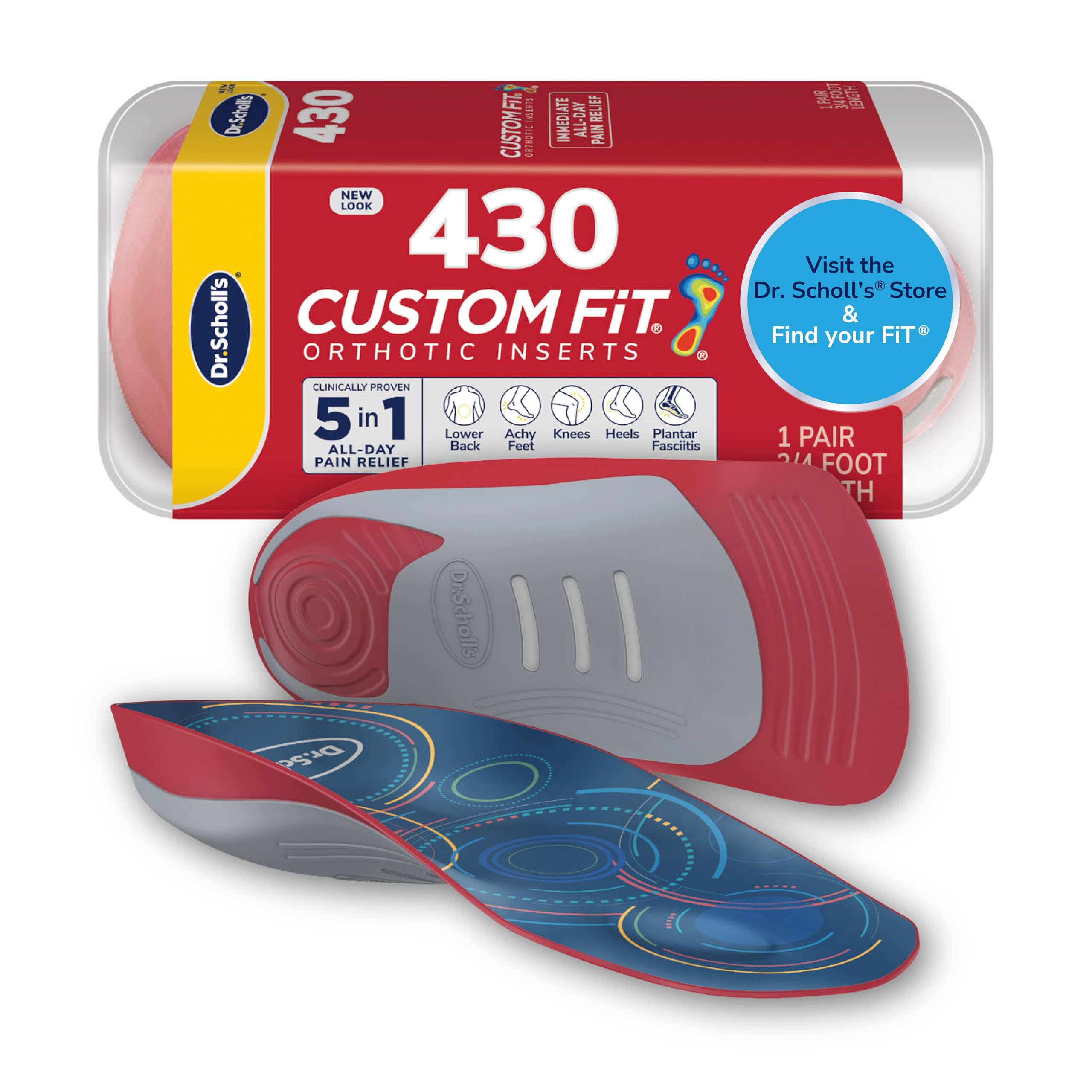 Dr. Scholl's Custom Fit orthotics arch support for all-day comfort