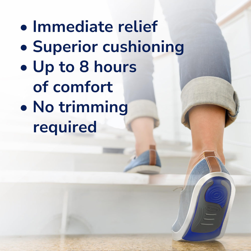 Dr. Scholl's slip-in orthotics placed in sneakers for easy daily switch.