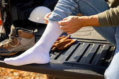 Dr. Scholl's diabetes circulator socks white top view, stay-up design for secure daily wear.
