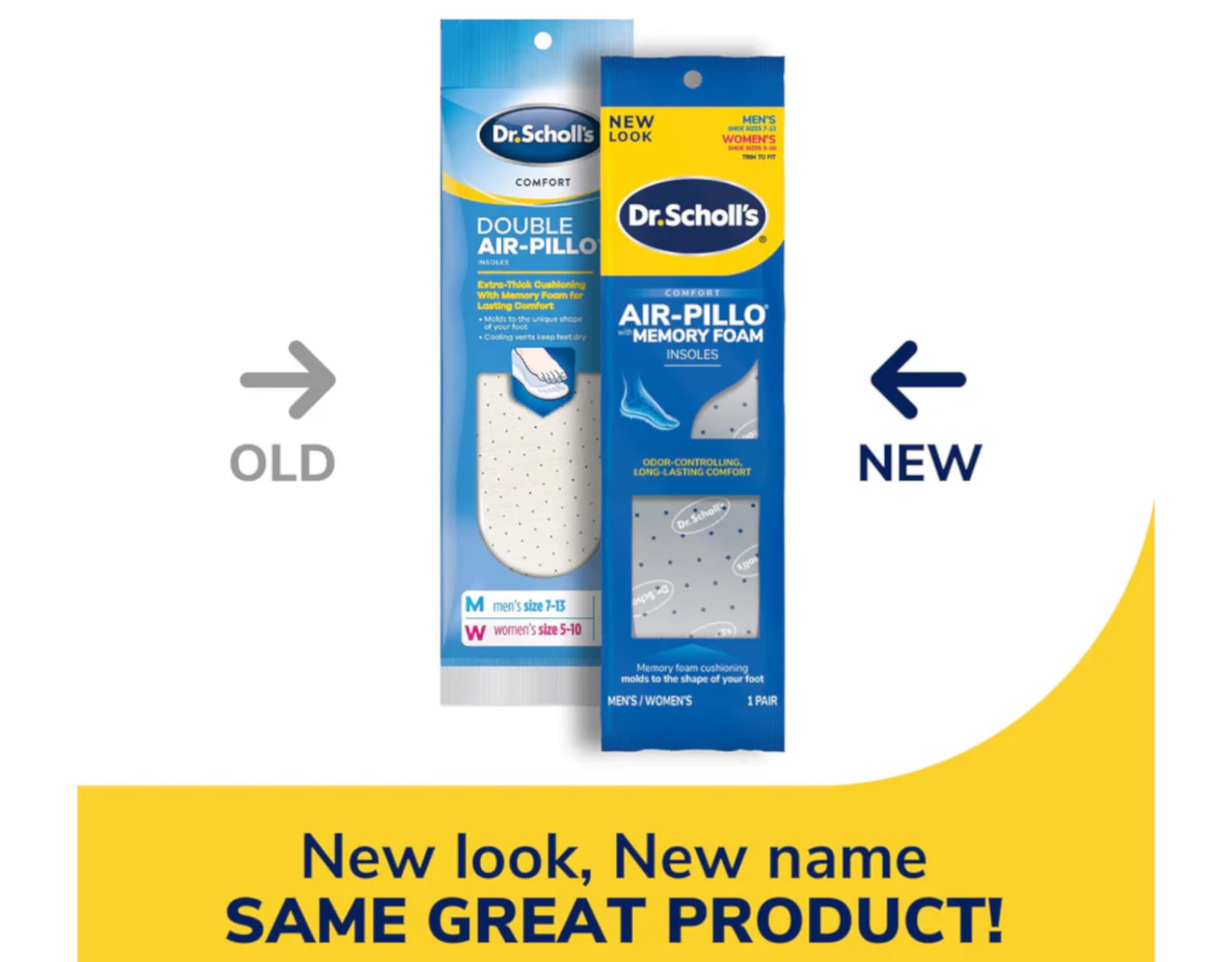 Dr. Scholl's Doble Air-Pillo recorte para tallas y ajuste personalizado.