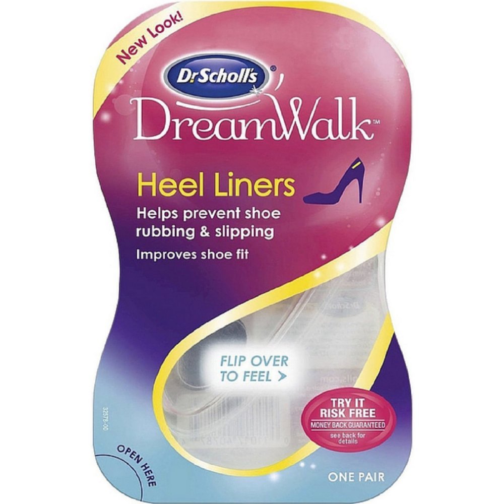 Dr. Scholl's DreamWalk Clear Gel Heel Liner inside shoe delivers discreet comfort and reduces rubbing.