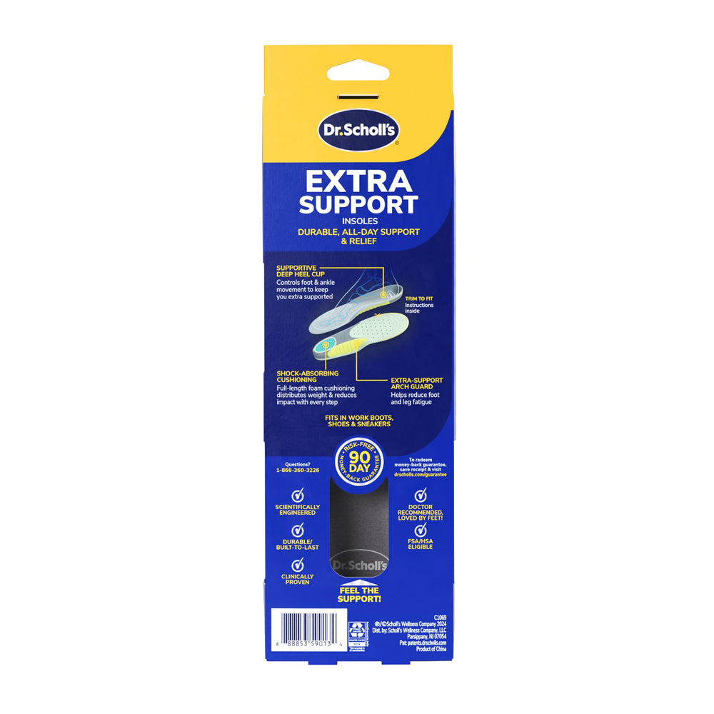 Dr. Scholl's extra-support insoles offer all-day wearability.