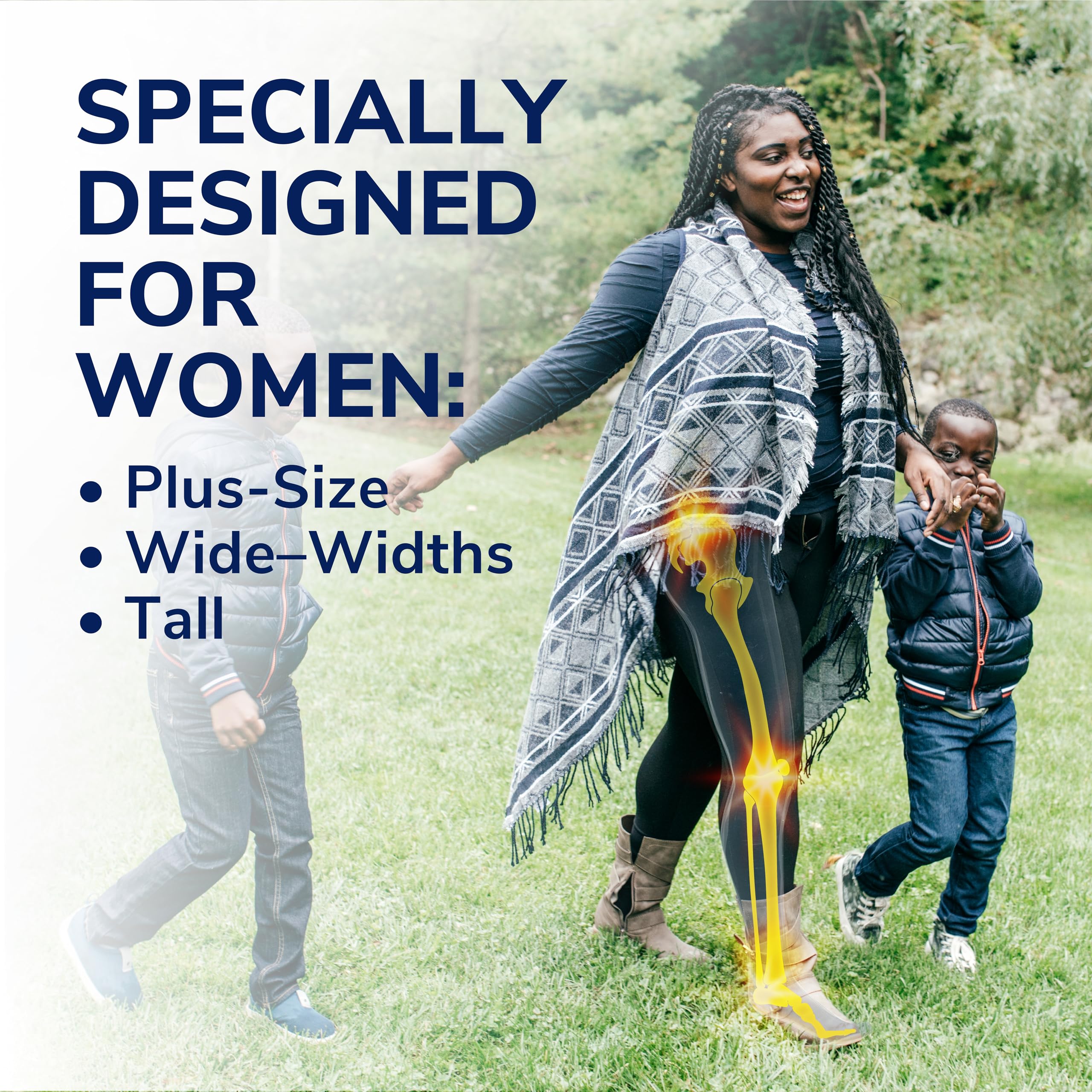 Dr. Scholl's arch support improves stability during long standing.