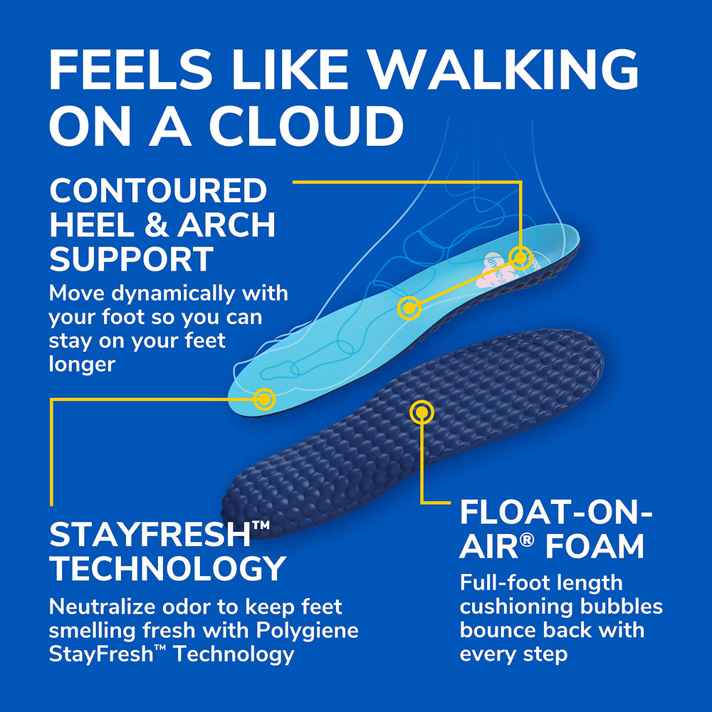 Dr. Scholl's Float-On-Air fits in most shoes for versatile use.