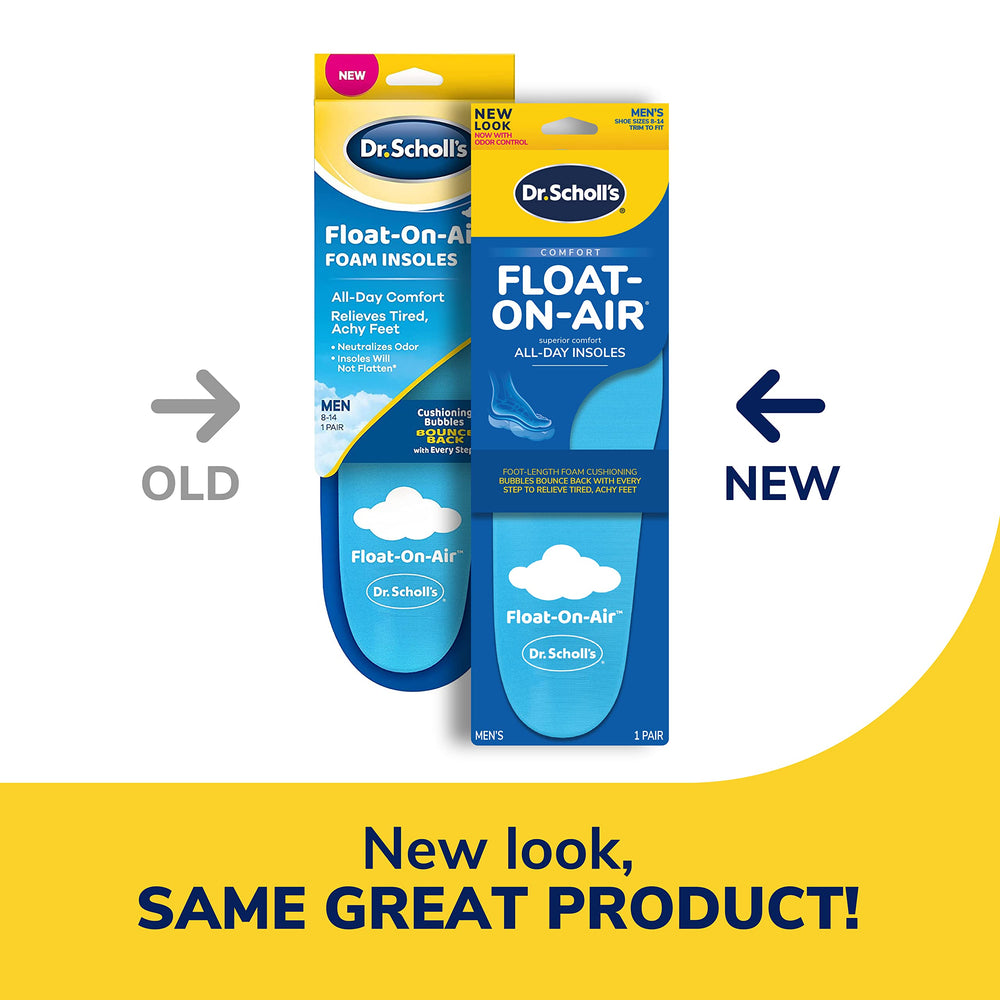 Dr. Scholl's Float-On-Air insoles offer contoured heel and arch support.